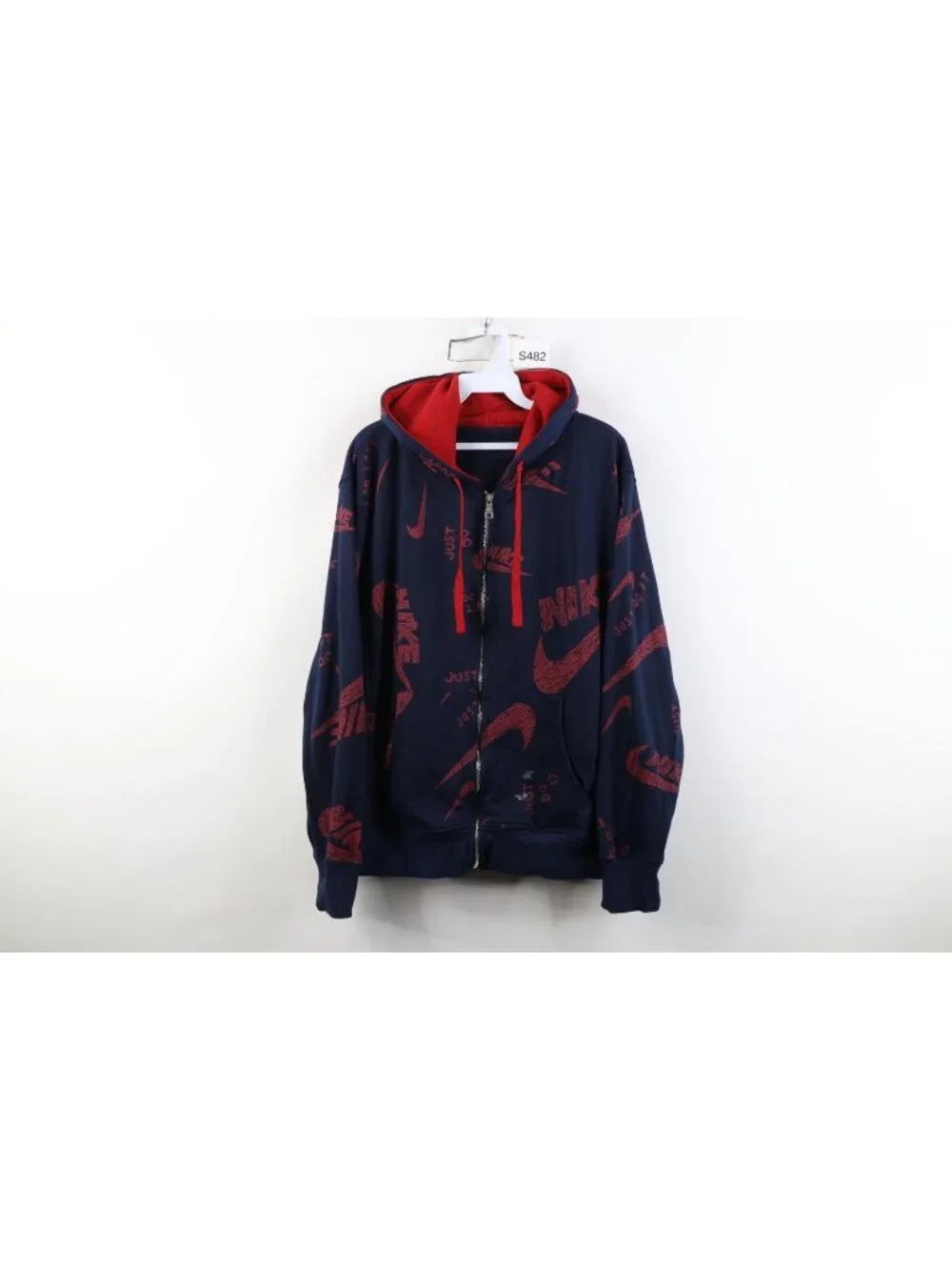 Vintage Nike Mens XL Faded Just Do It Swoosh All Over Print Full Zip Hoodie